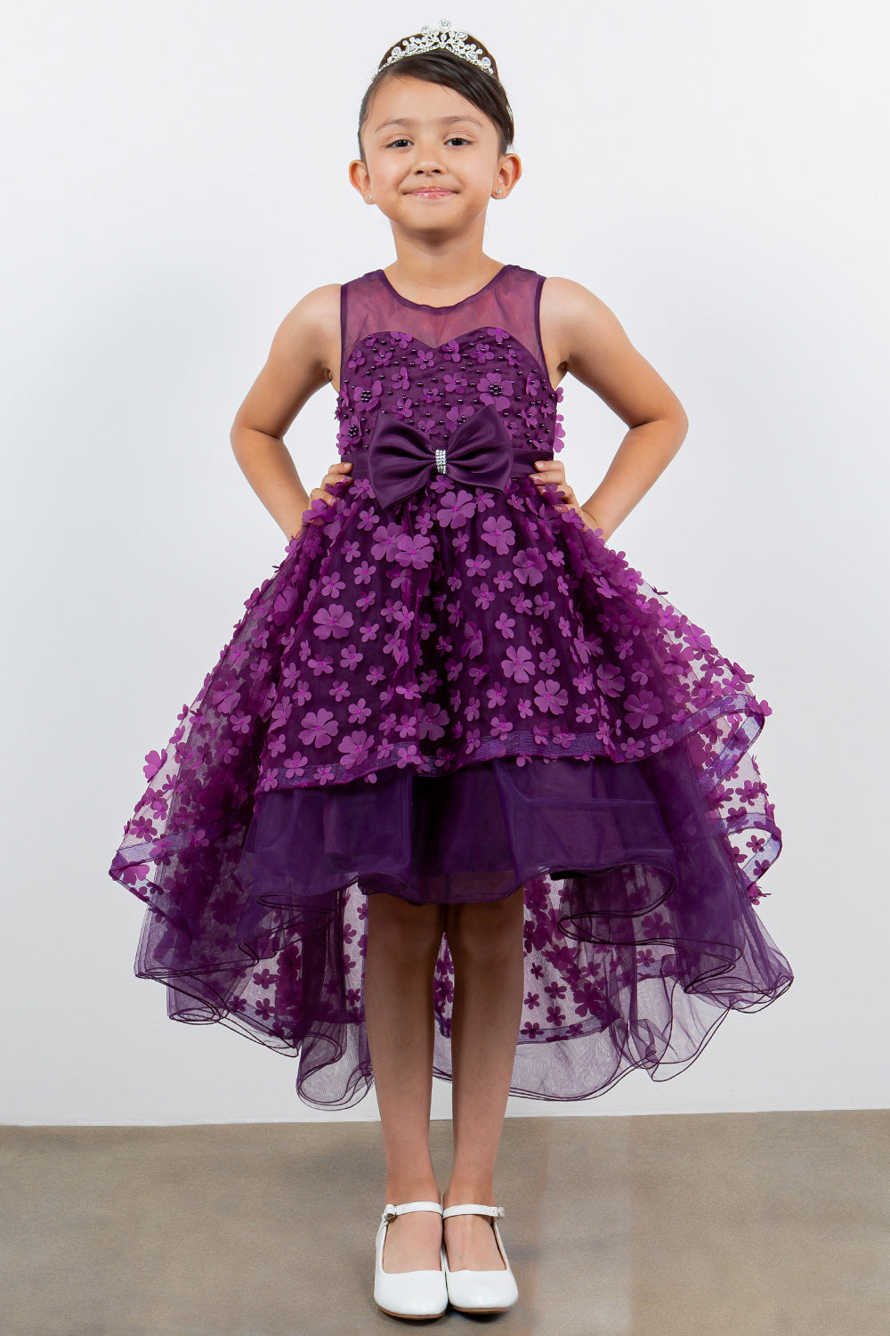 Girls 3D Floral High Low Dress by Cinderella Couture 9170