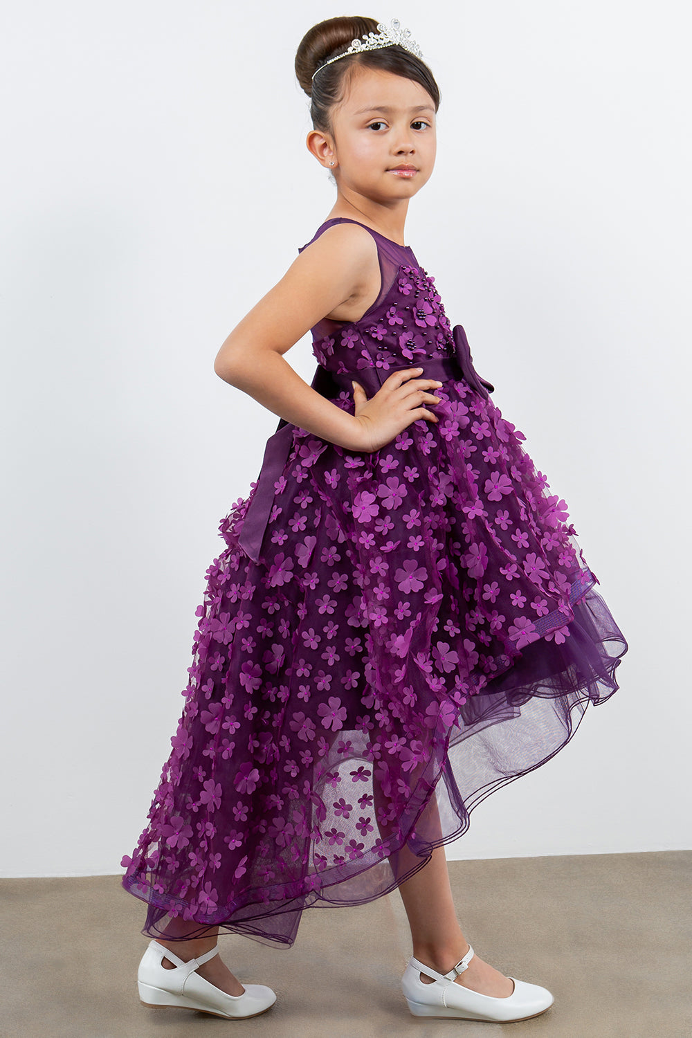 Girls 3D Floral High Low Dress by Cinderella Couture 9170