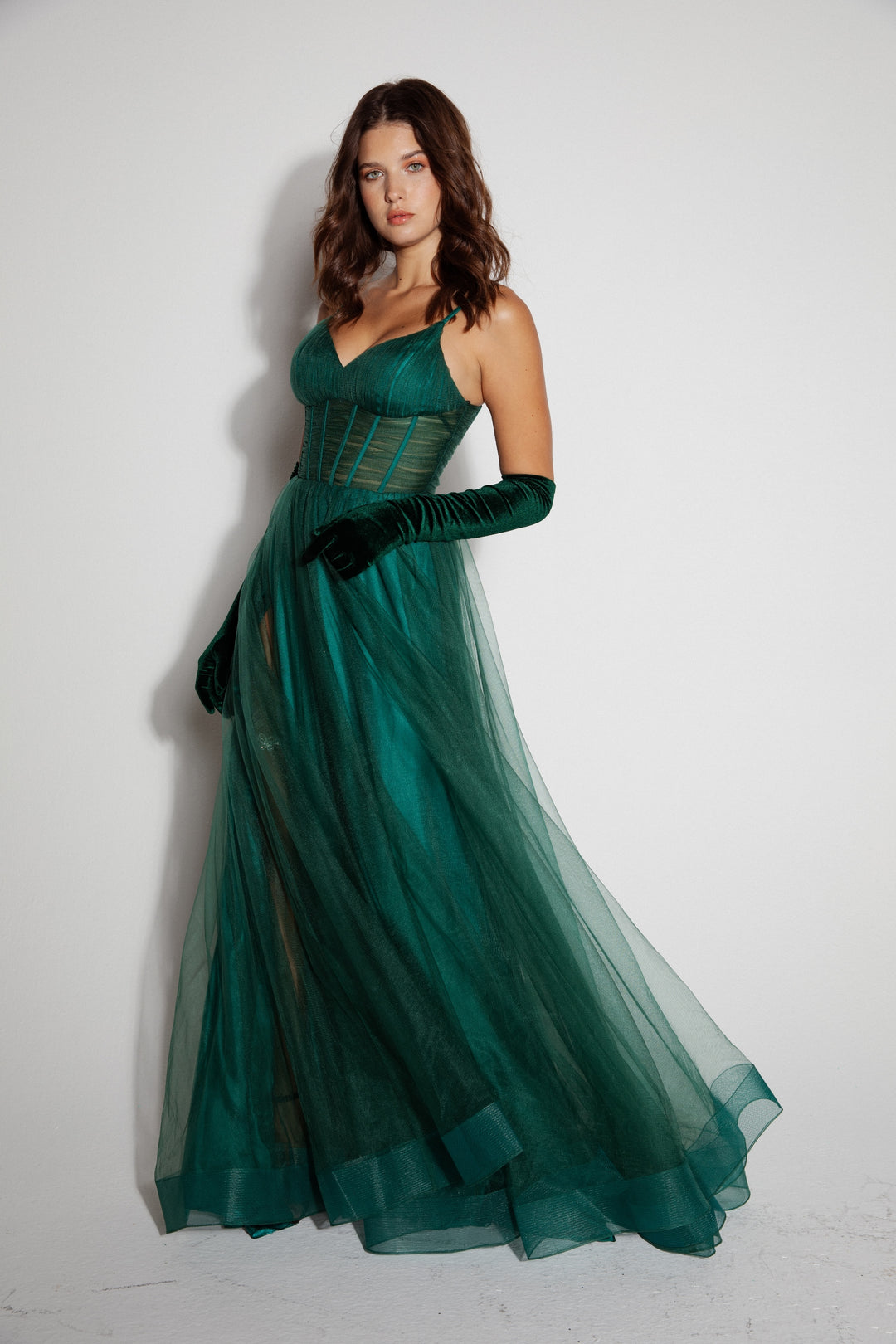 Tulle Sleeveless A-line Slit Gown by Eureka 9177