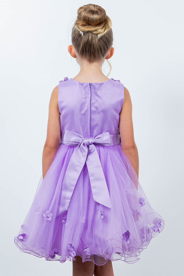 Girls 3D Floral Short Sleeveless Dress by Cinderella Couture 9219