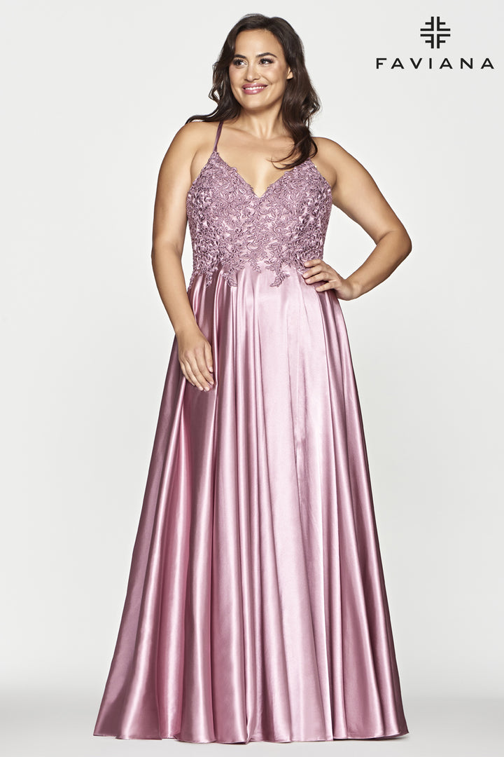 Plus Size Applique Sleeveless Gown by Faviana 9498