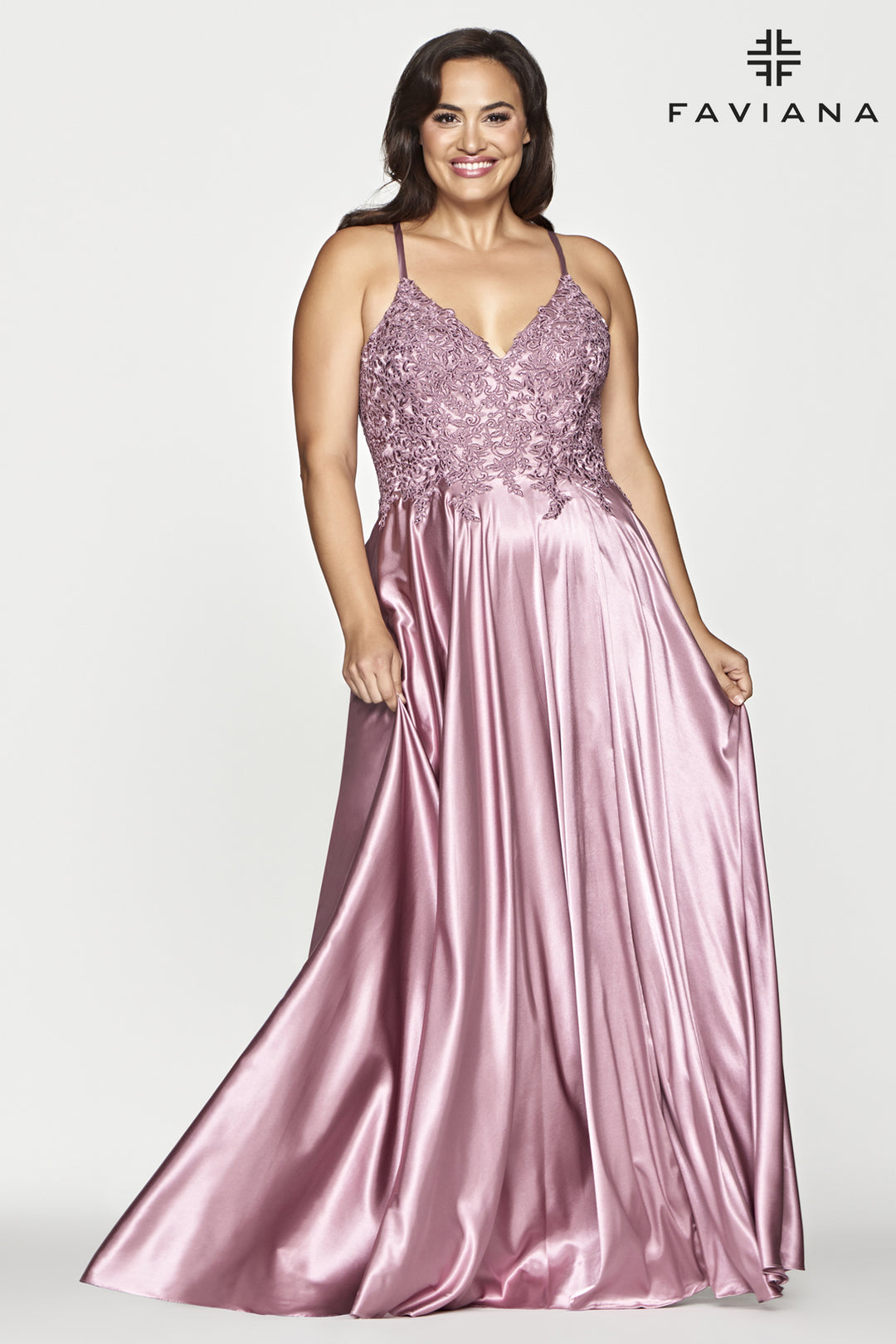 Plus Size Applique Sleeveless Gown by Faviana 9498