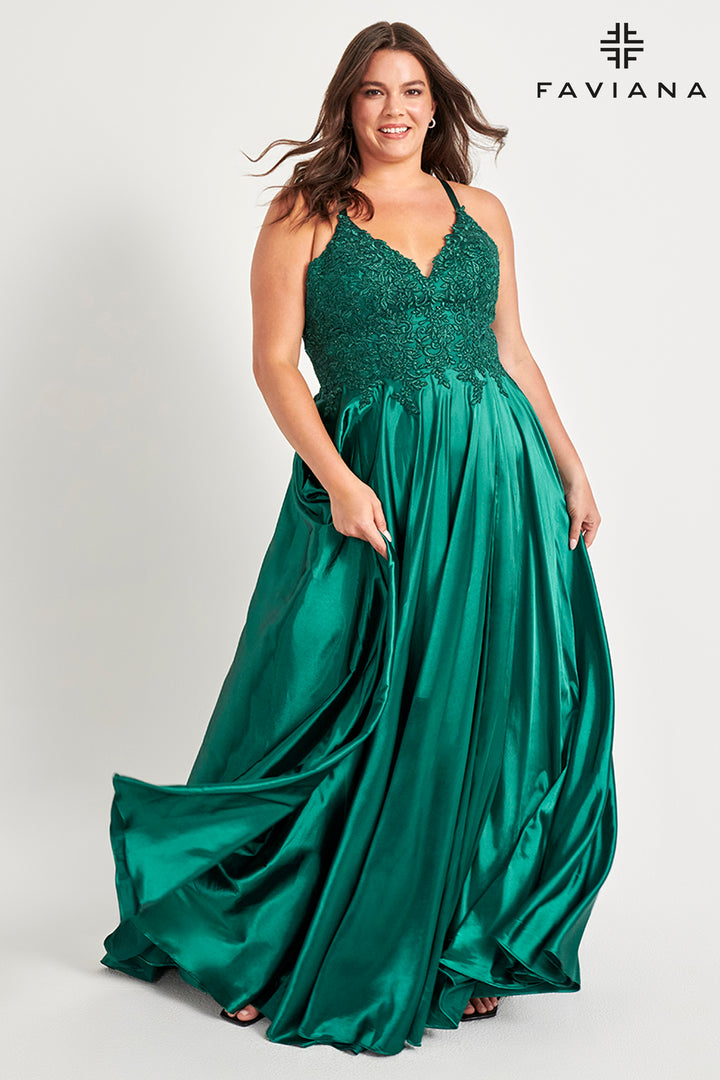 Plus Size Applique Sleeveless Gown by Faviana 9498