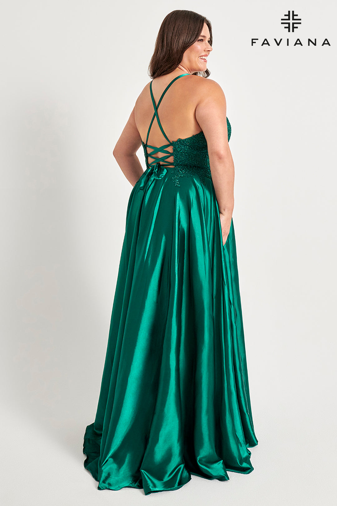 Plus Size Applique Sleeveless Gown by Faviana 9498