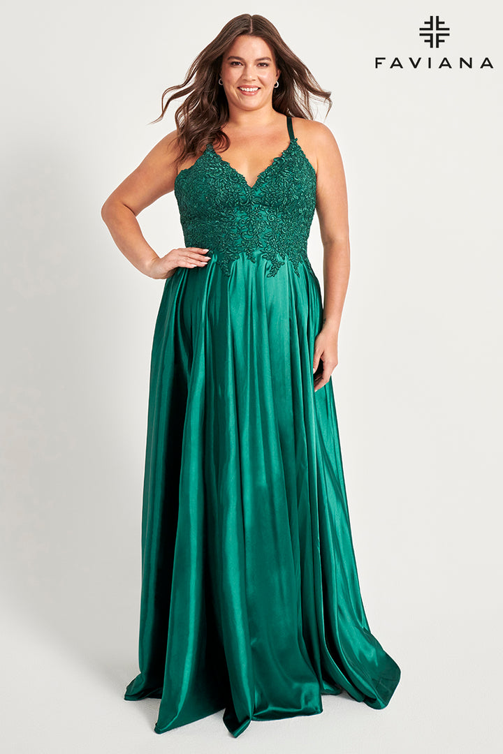 Plus Size Applique Sleeveless Gown by Faviana 9498