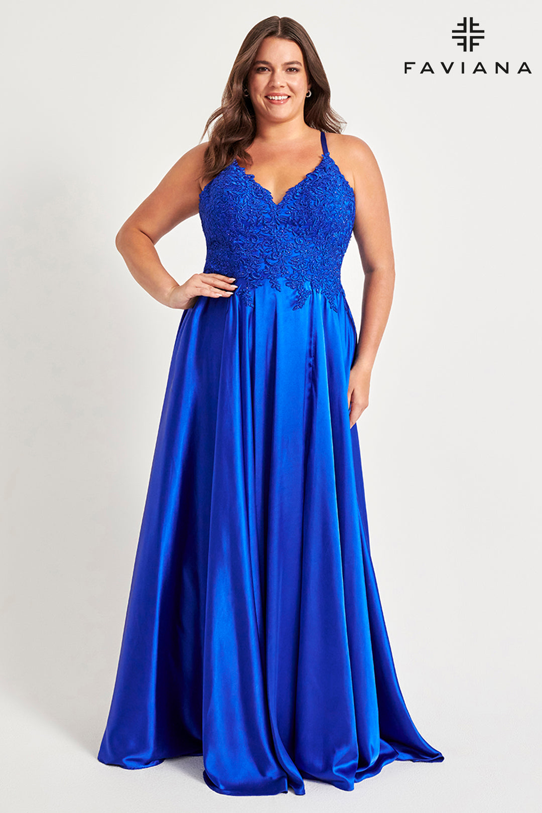 Plus Size Applique Sleeveless Gown by Faviana 9498