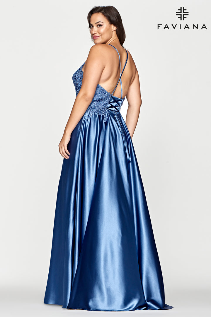 Plus Size Applique Sleeveless Gown by Faviana 9498