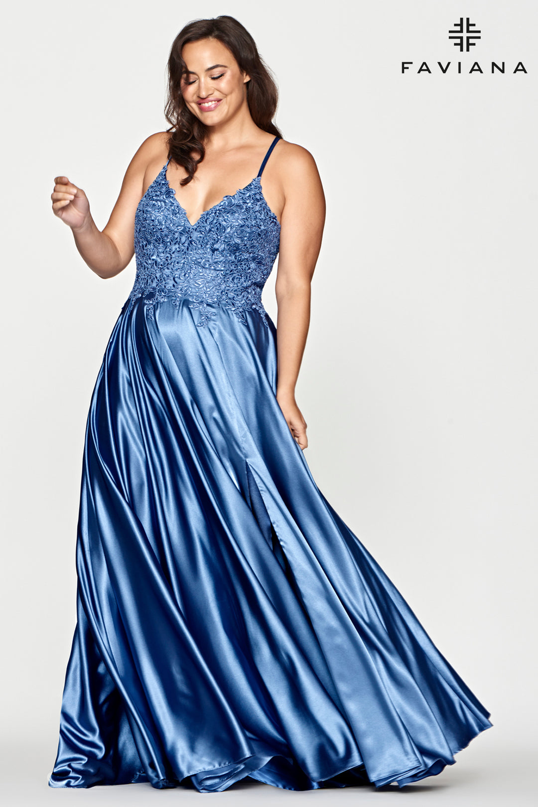 Plus Size Applique Sleeveless Gown by Faviana 9498