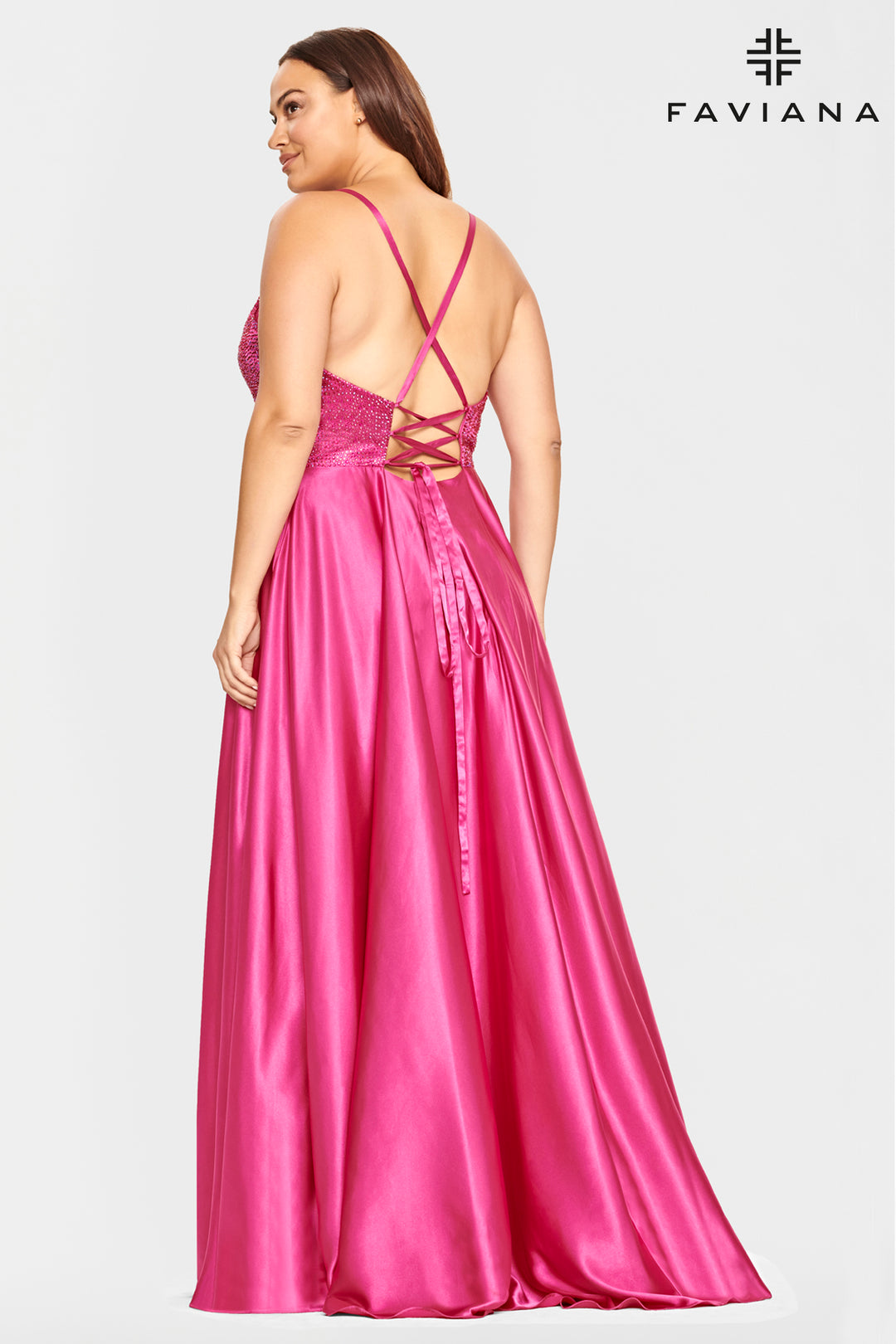 Plus Size Beaded Charmeuse Gown by Faviana 9524