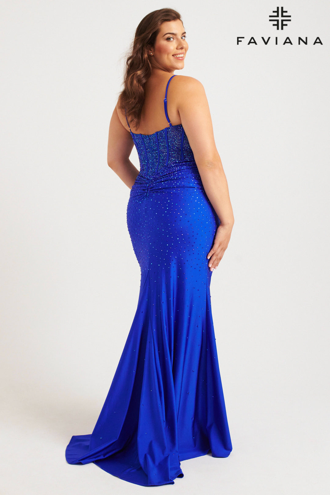 Plus Size Fitted Heat Stone Gown by Faviana 9555