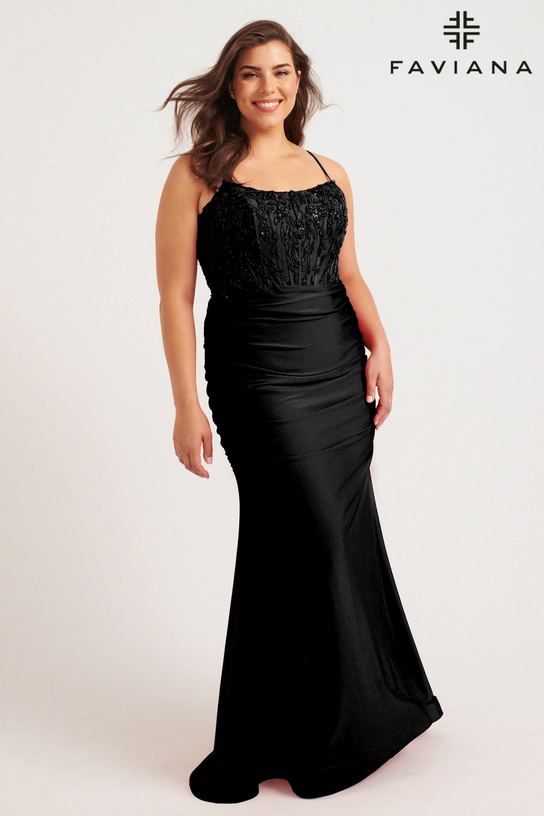 Plus Size Beaded Corset Gown by Faviana 9569