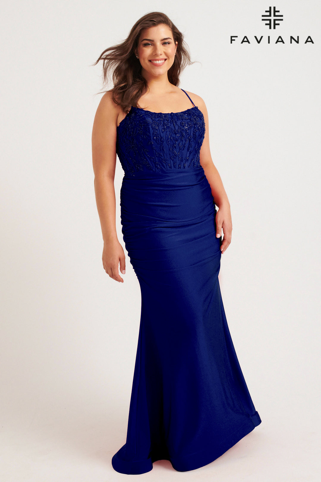 Plus Size Beaded Corset Gown by Faviana 9569