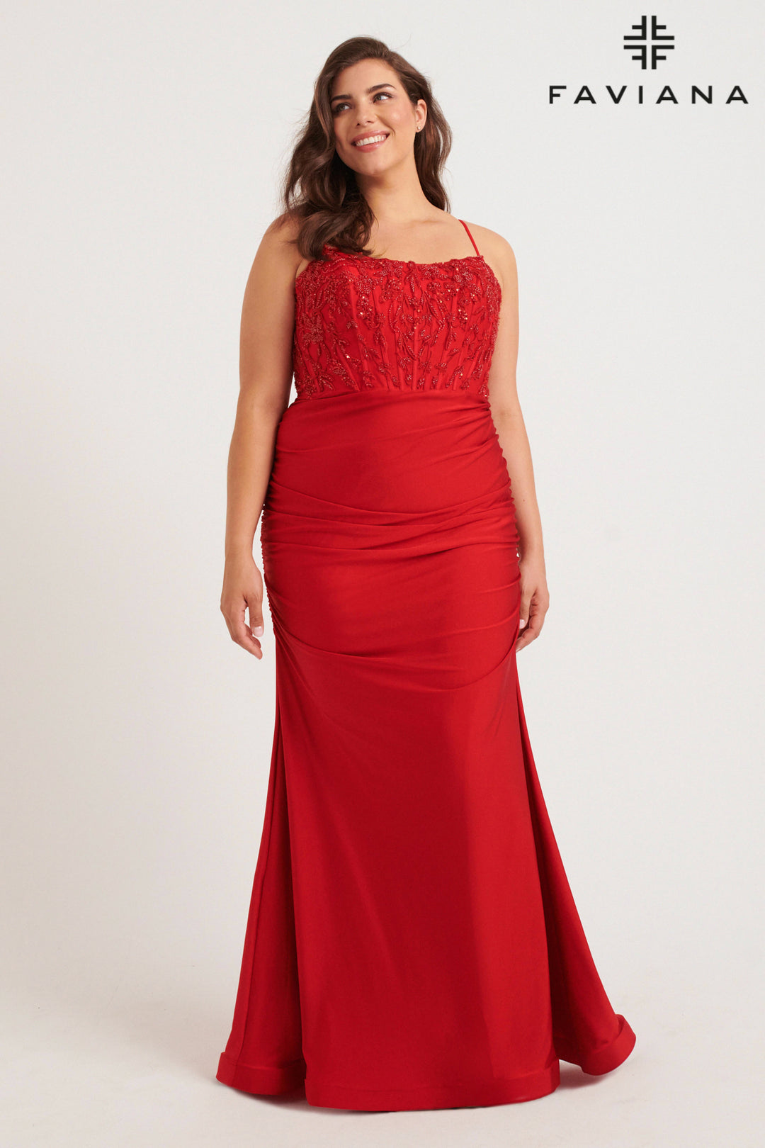 Plus Size Beaded Corset Gown by Faviana 9569