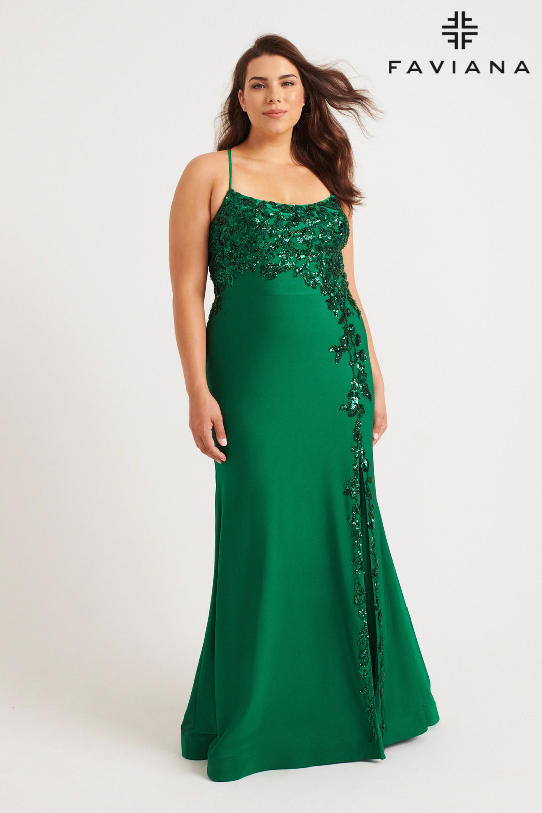 Plus Size Beaded Sleeveless Gown by Faviana 9570