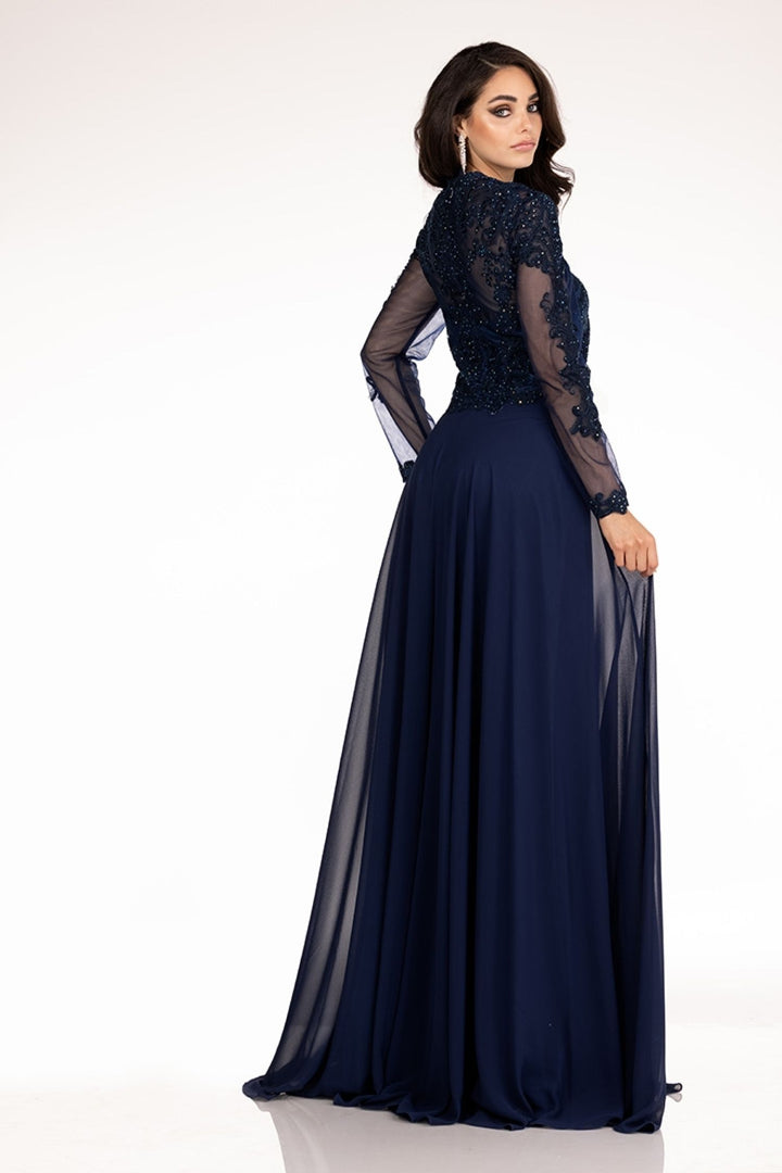 Chiffon Long Sleeve A-line Gown by Abby Paris 96044W