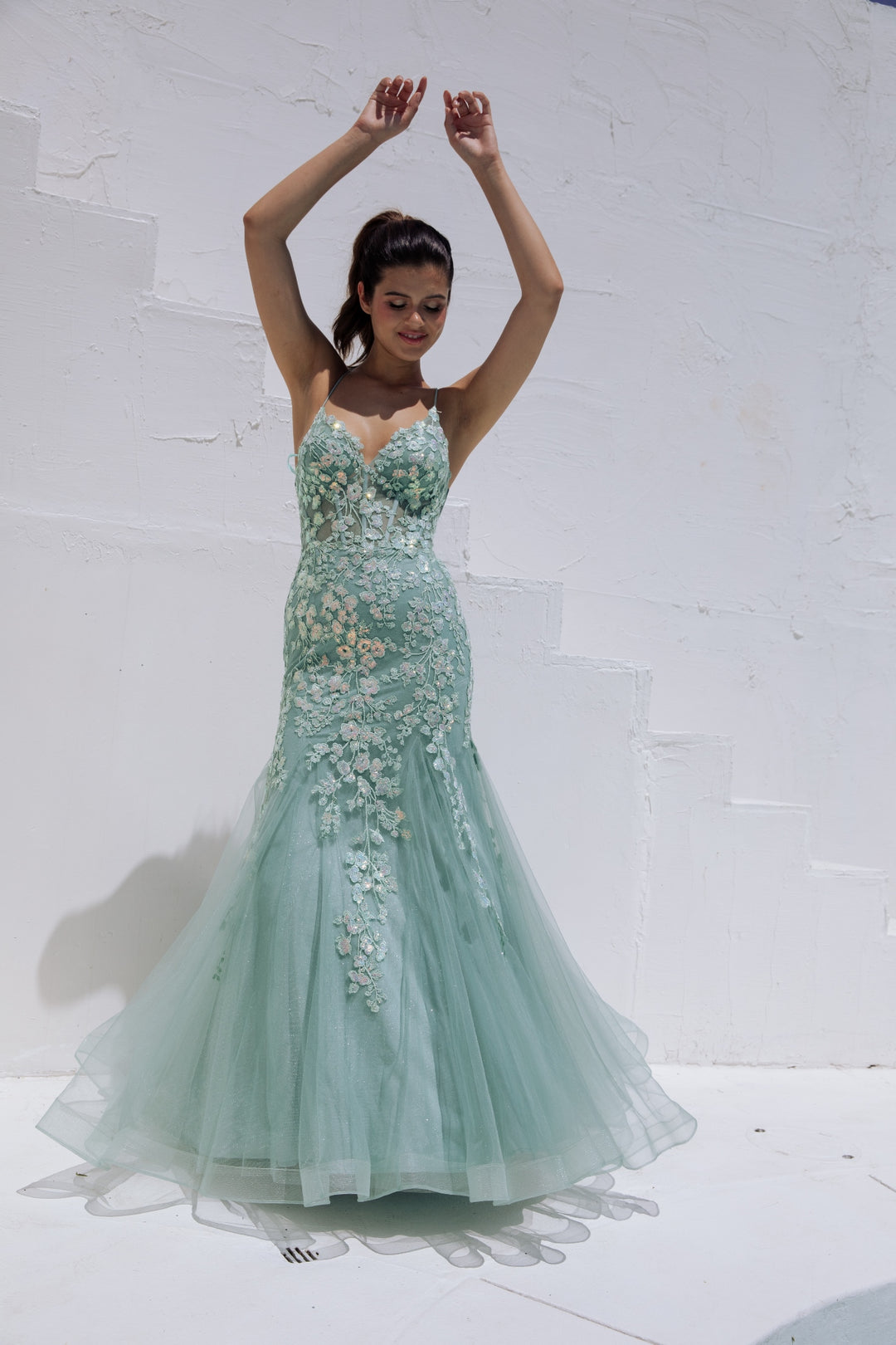 Sequin Applique Mermaid Dress by Eureka 9696