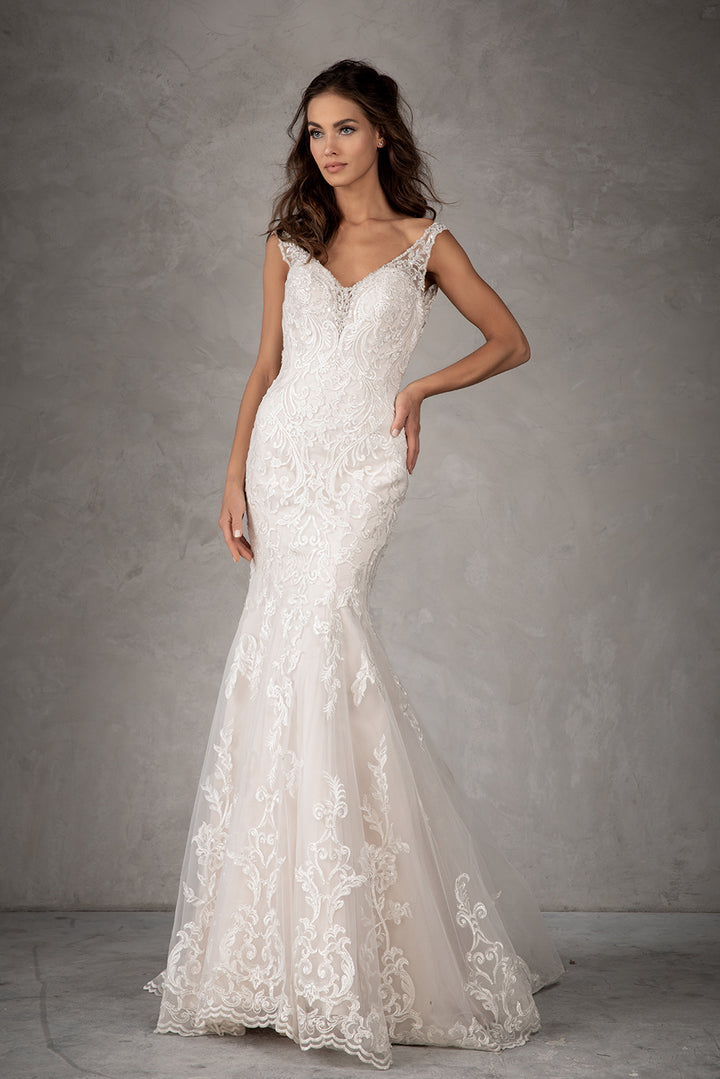 Applique V-Neck Mermaid Bridal Gown by Abby Lane 97107