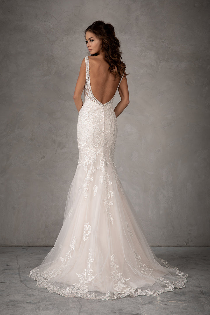 Applique V-Neck Mermaid Bridal Gown by Abby Lane 97107