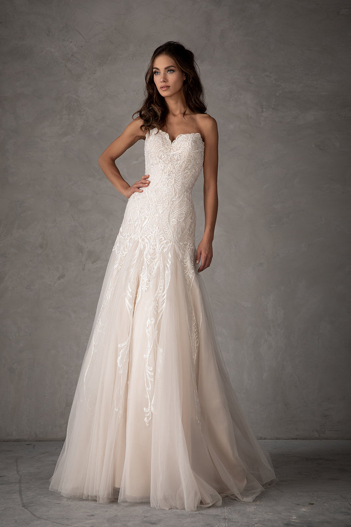 Applique Strapless Bridal Gown by Abby Lane 97109