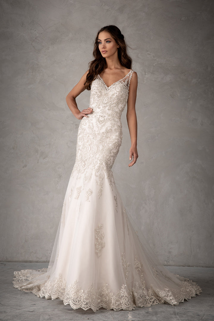 Embroidered Mermaid Bridal Gown by Abby Lane 97110