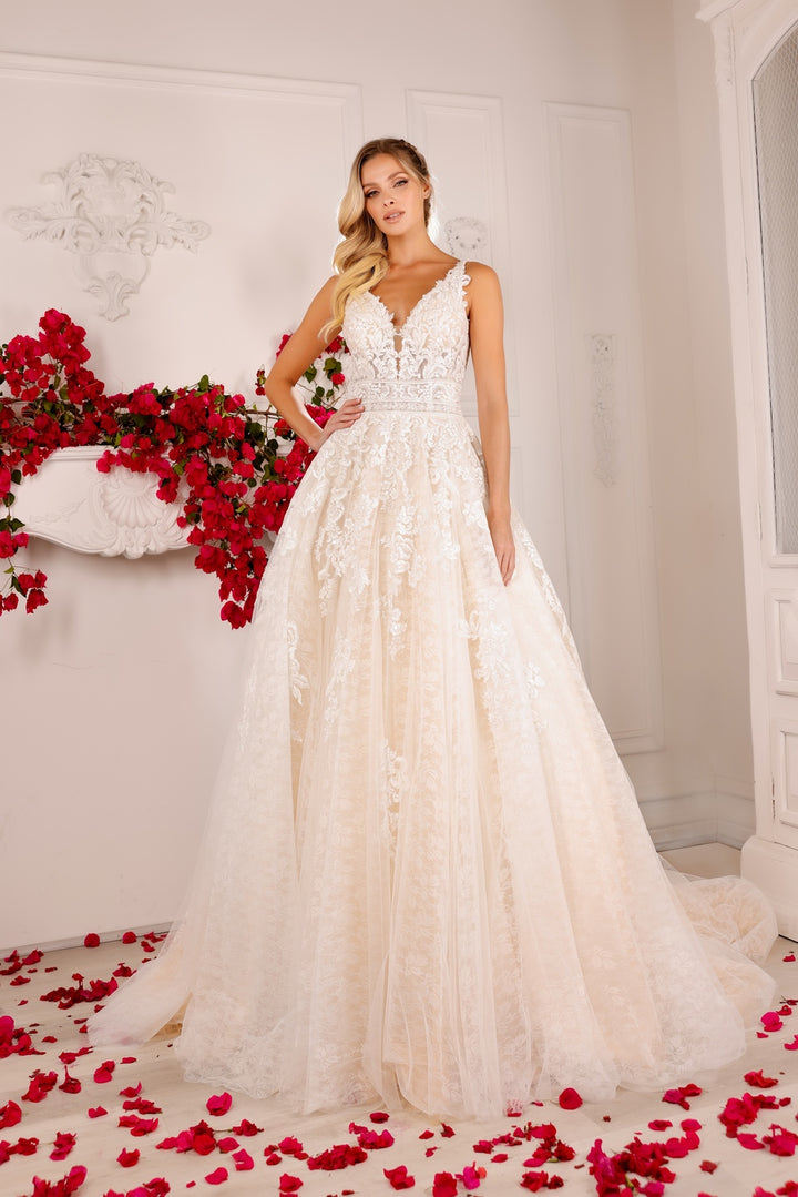 Applique Sleeveless Bridal Gown by Abby Lane 97125