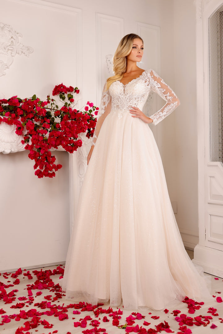 Long Sleeve Tulle Bridal Gown by Abby Lane 97136