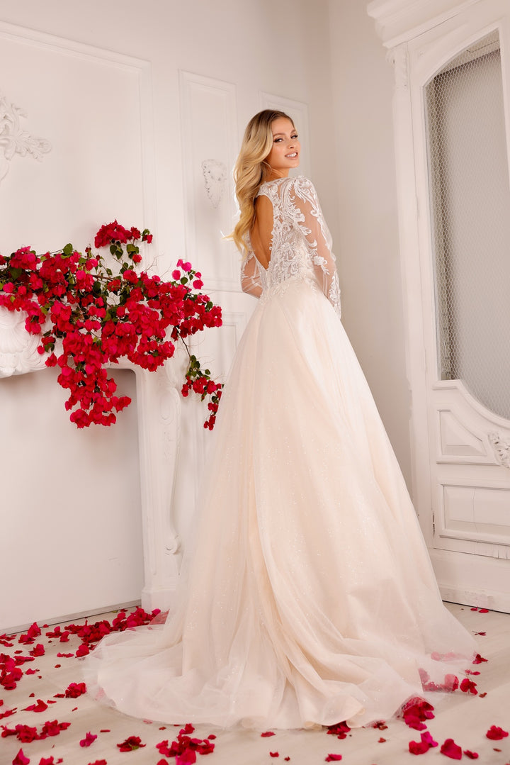 Long Sleeve Tulle Bridal Gown by Abby Lane 97136