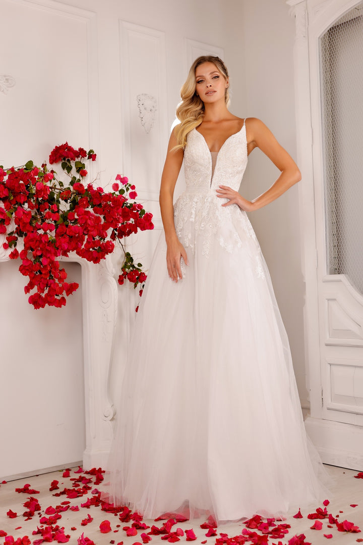 Lace Applique Tulle Bridal Gown by Abby Lane 97148