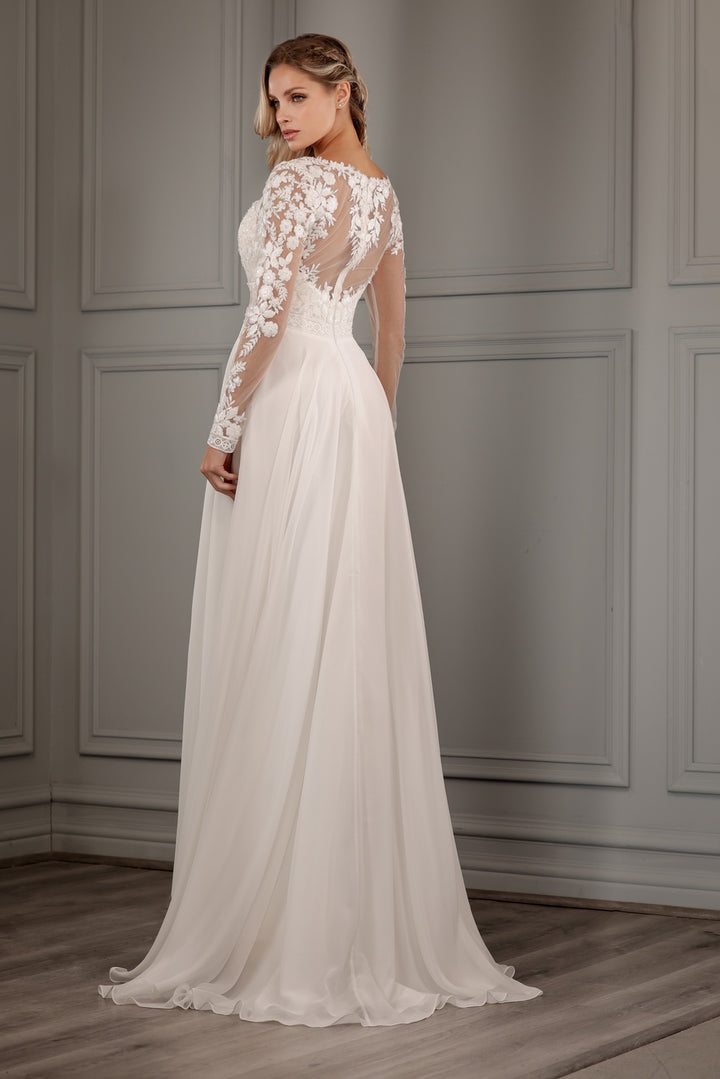 Long Sleeve Chiffon Bridal Gown by Abby Lane 97150