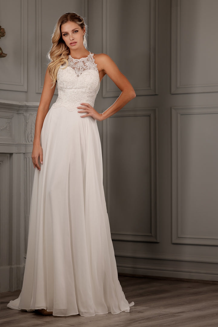 Halter Lace Chiffon Bridal Gown by Abby Lane 97152