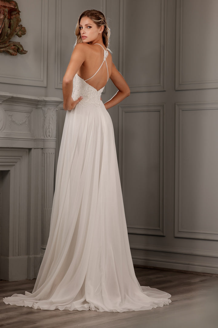 Halter Lace Chiffon Bridal Gown by Abby Lane 97152