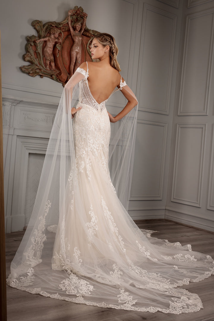 Cape Sleeve Mermaid Bridal Gown by Abby Lane 97160