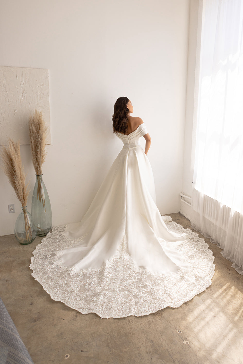 Off Shoulder Overskirt Bridal Gown by Abby Lane 97179