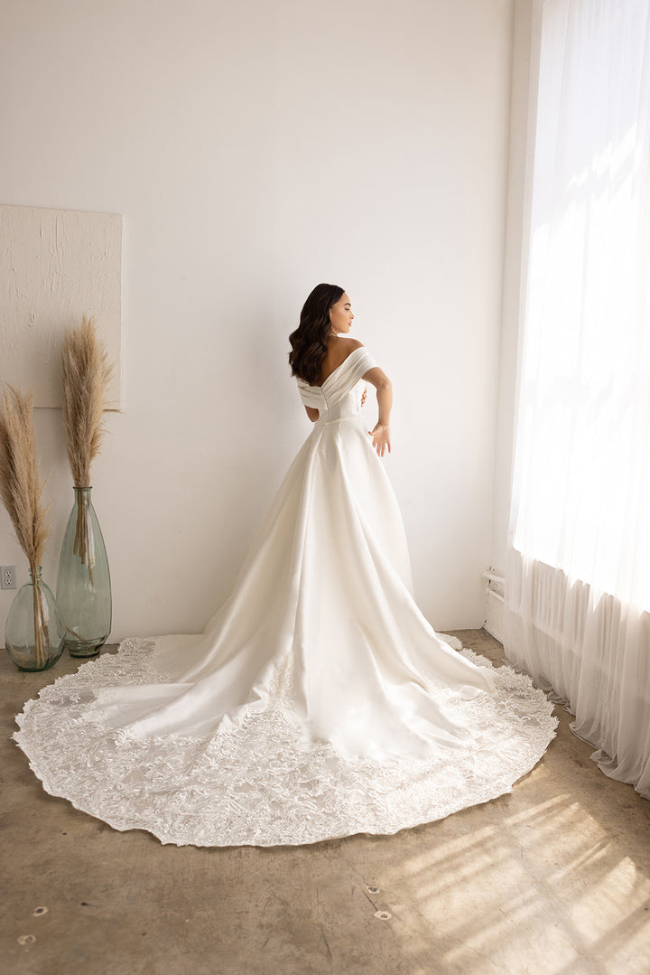 Off Shoulder Overskirt Bridal Gown by Abby Lane 97179