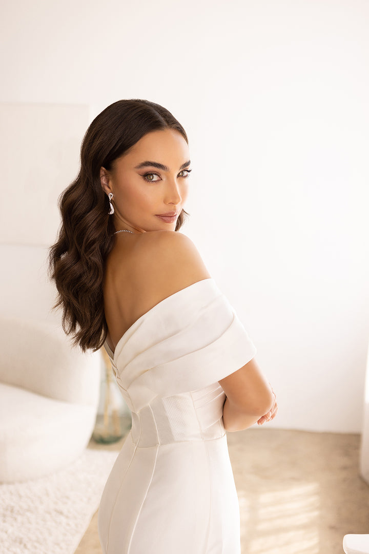 Off Shoulder Overskirt Bridal Gown by Abby Lane 97179