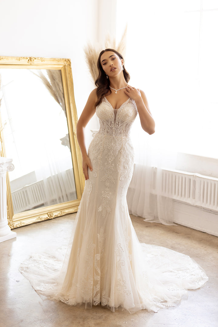 Fitted Tulle Lace Bridal Gown by Abby Lane 97186