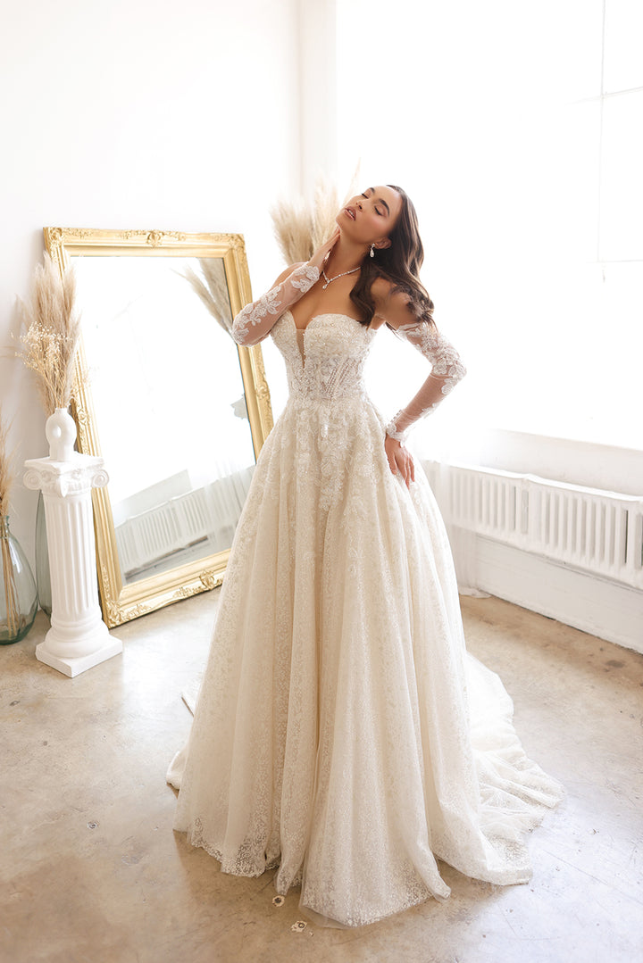 Long Sleeve Strapless Bridal Gown by Abby Lane 97188