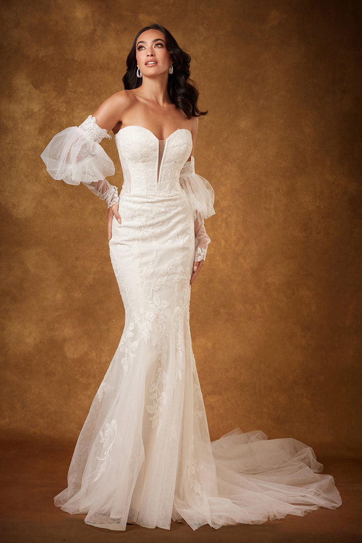 Puff Sleeve Strapless Bridal Gown by Abby Lane 97222