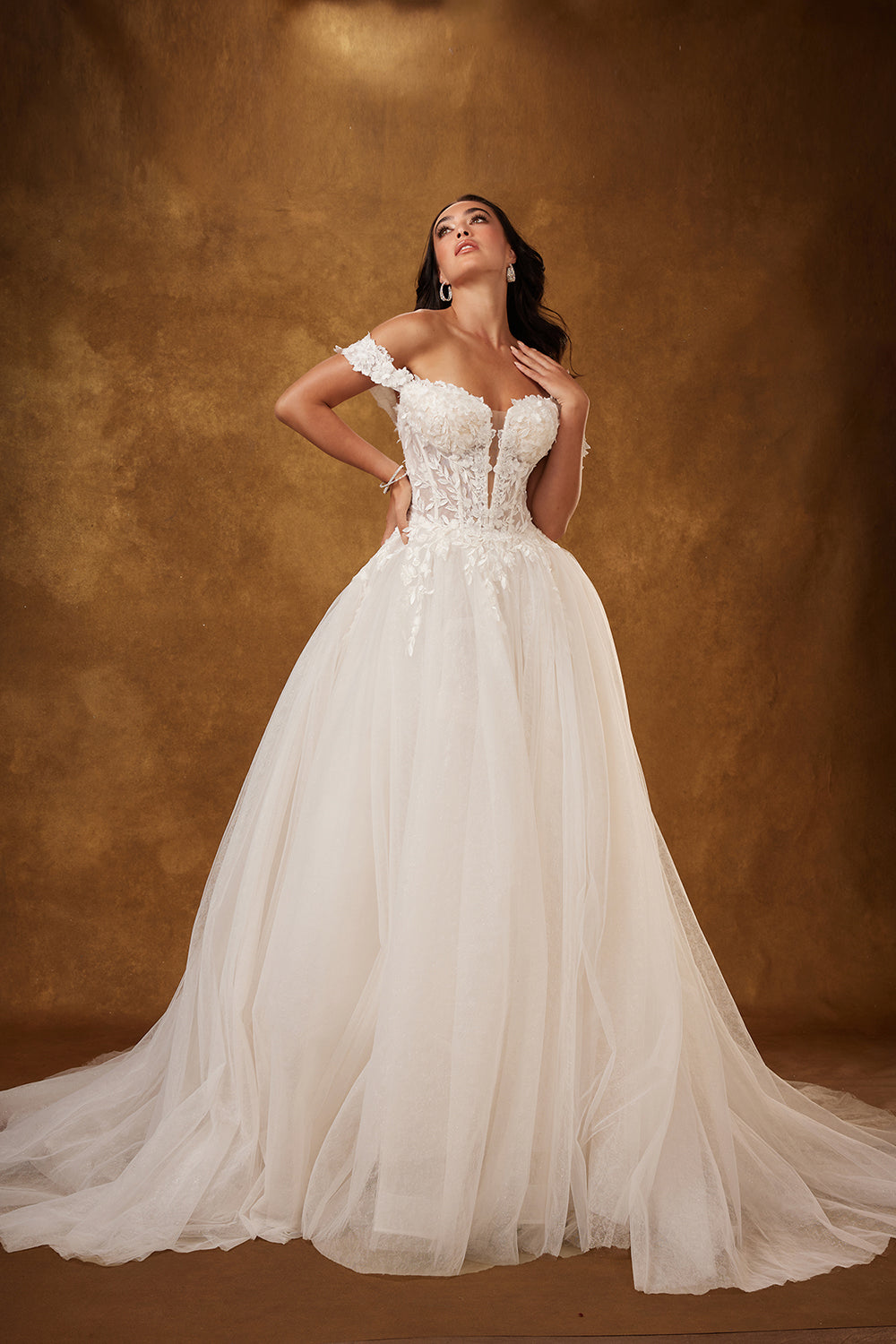 Off Shoulder Corset Bridal Gown by Abby Lane 97224