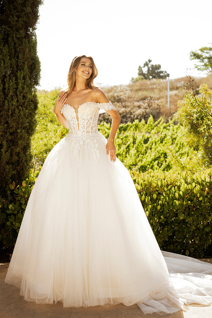 Off Shoulder Corset Bridal Gown by Abby Lane 97224