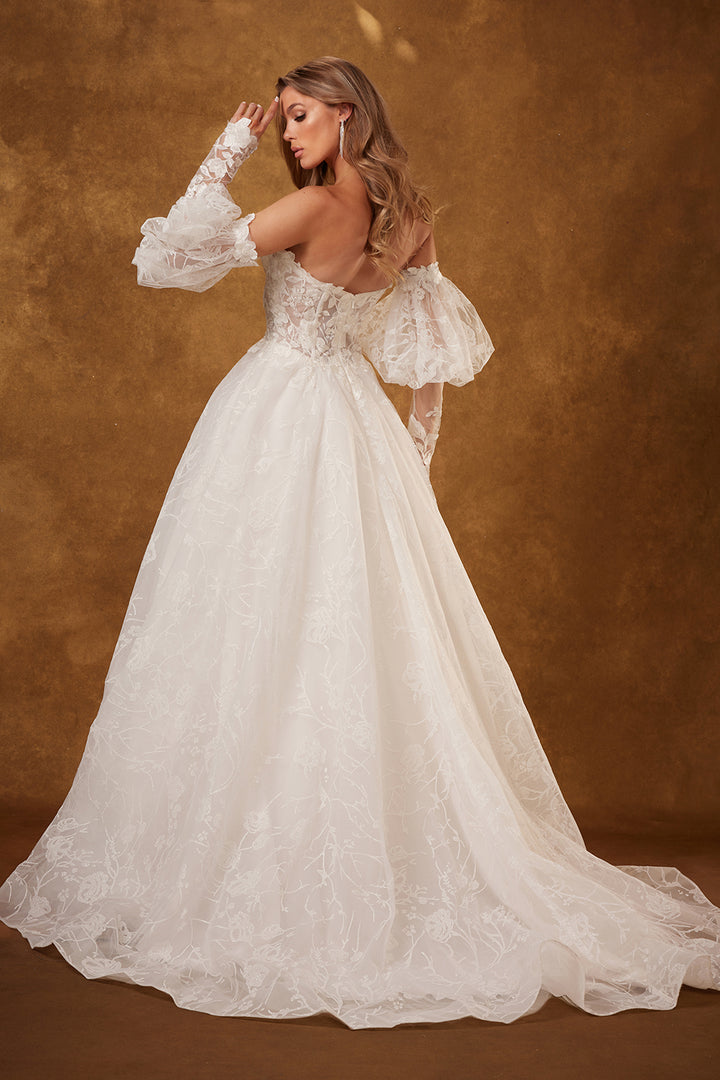 Puff Sleeve Strapless Bridal Gown by Abby Lane 97247