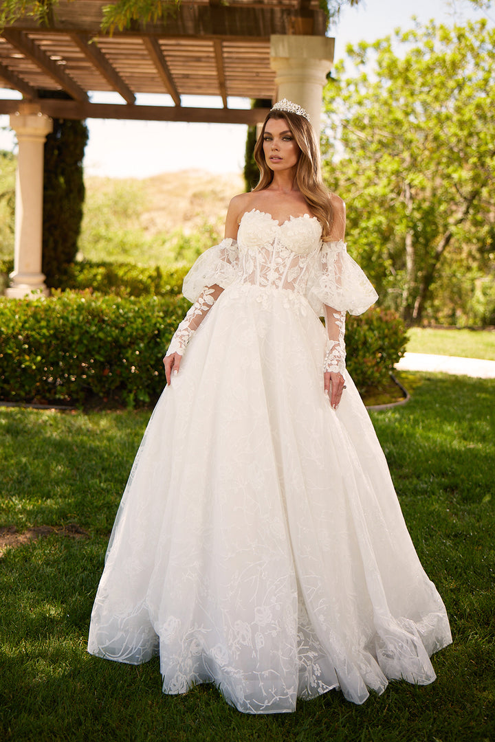 Puff Sleeve Strapless Bridal Gown by Abby Lane 97247