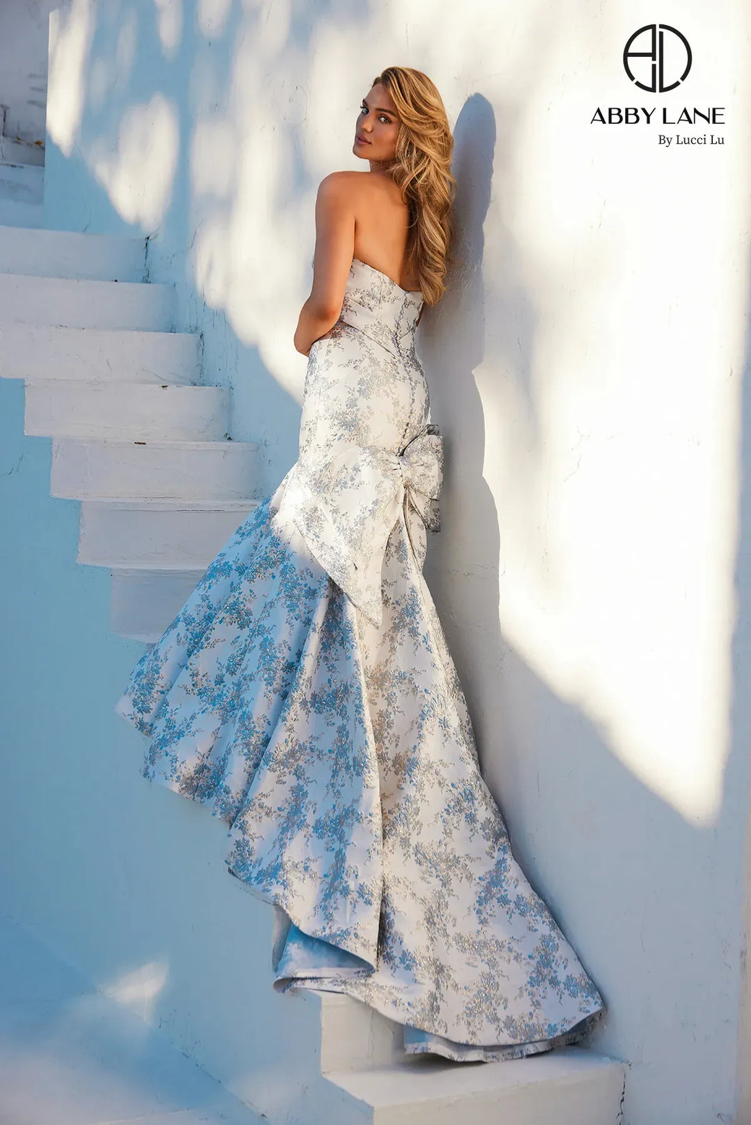 Blue Brocade Strapless Bridal Gown by Abby Lane 97274