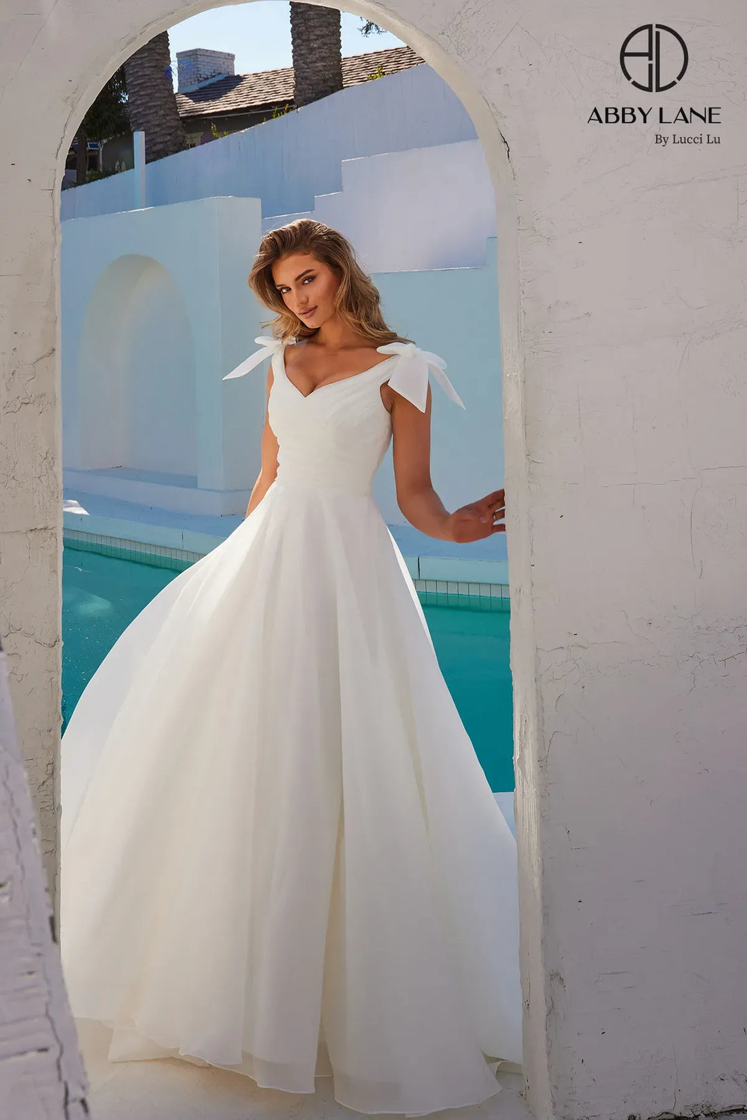 Organza V-Neck A-line Bridal Gown by Abby Lane 97286