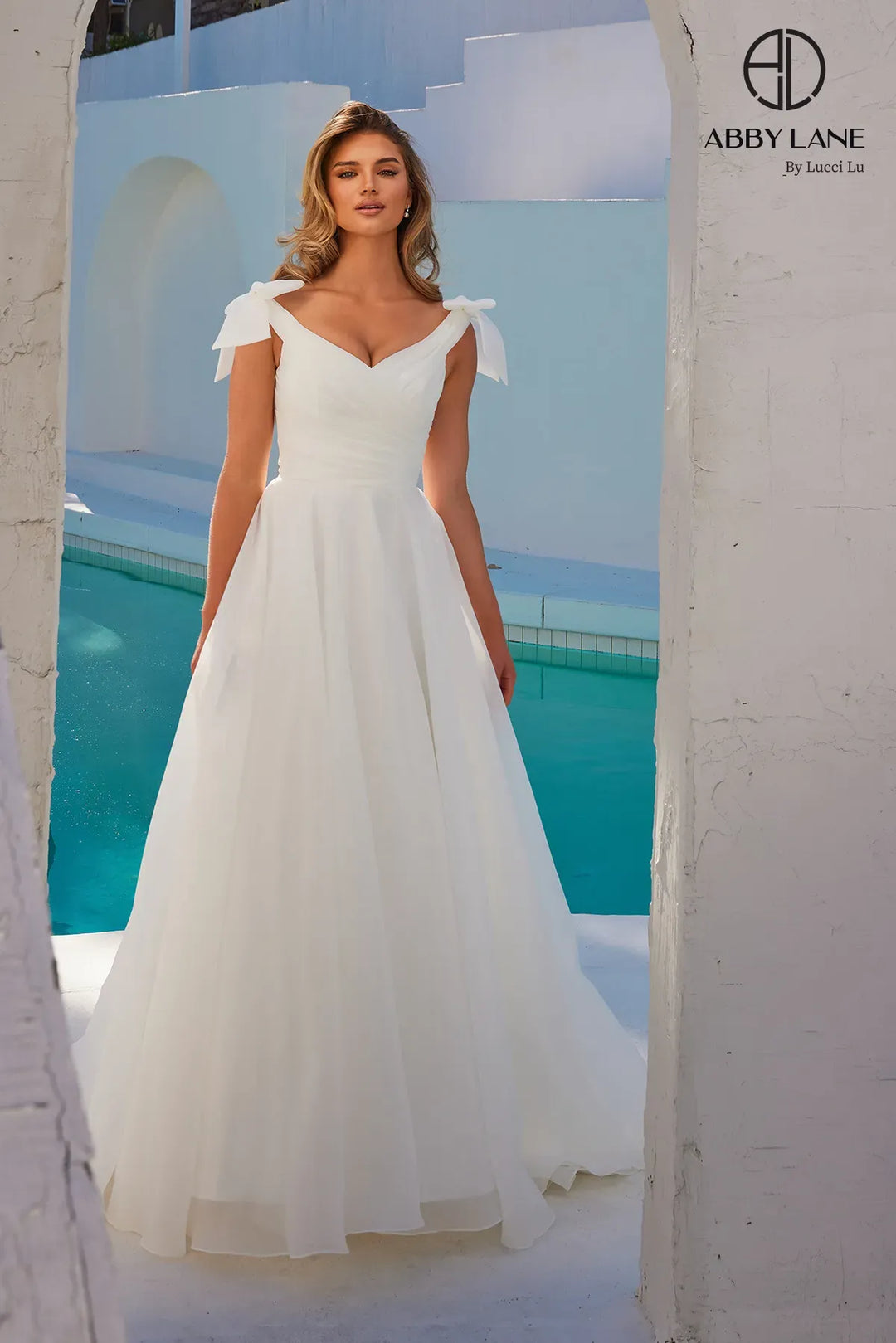 Organza V-Neck A-line Bridal Gown by Abby Lane 97286