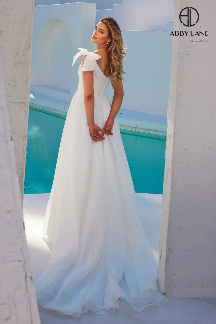 Organza V-Neck A-line Bridal Gown by Abby Lane 97286