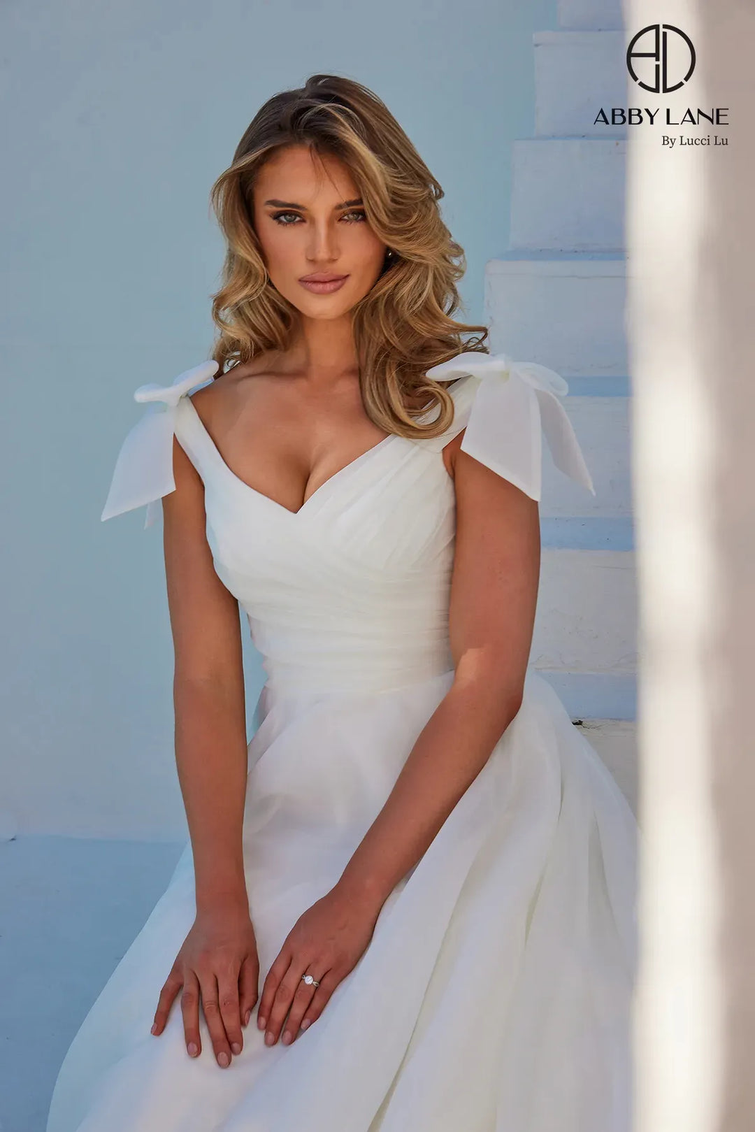 Organza V-Neck A-line Bridal Gown by Abby Lane 97286