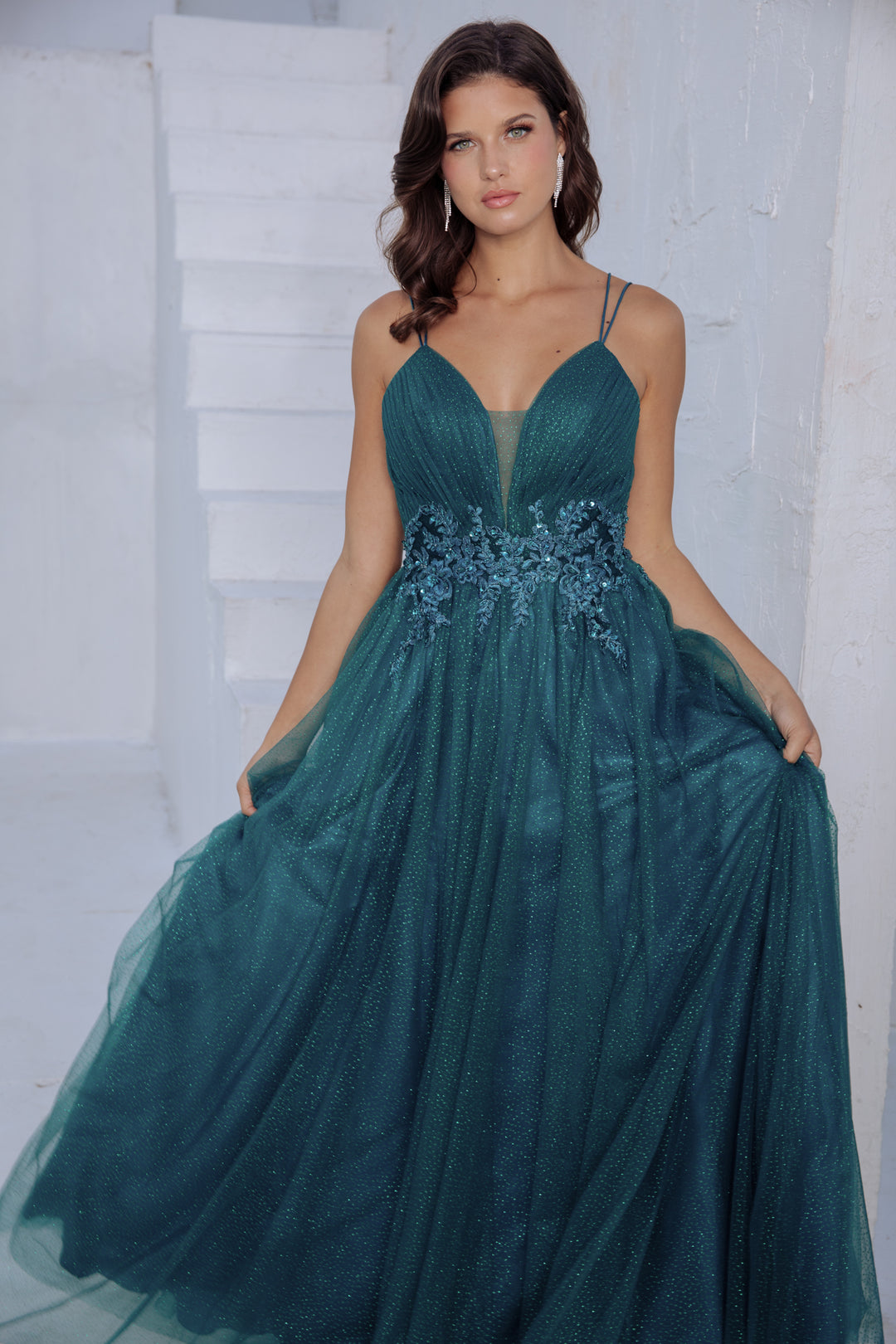 Applique Sleeveless A-line Gown by Eureka 9797