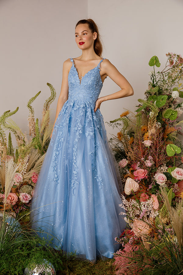 Applique Sleeveless A-line Gown by Eureka 9858