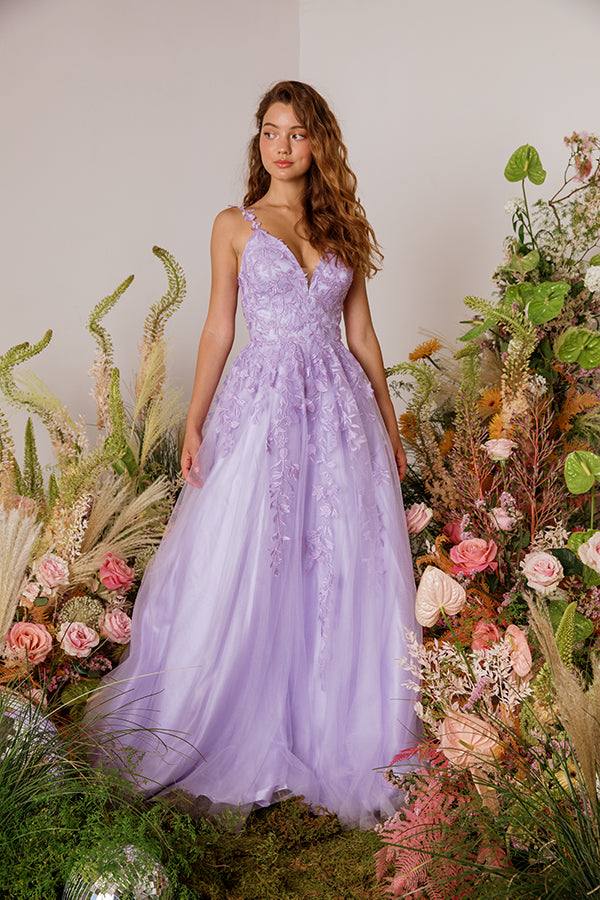 Applique Sleeveless A-line Gown by Eureka 9858